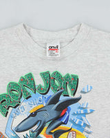 Vintage 1995 Ron Jon Surf Shop Marl Grey Anvil Made In USA Single Stitch Crewneck T-Shirt - Youth XL