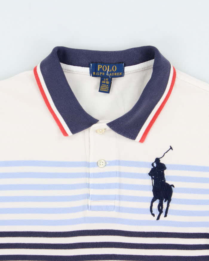 Vintage Polo Ralph Lauren Large Pony Striped Short Sleeve Polo Shirt - Youth L