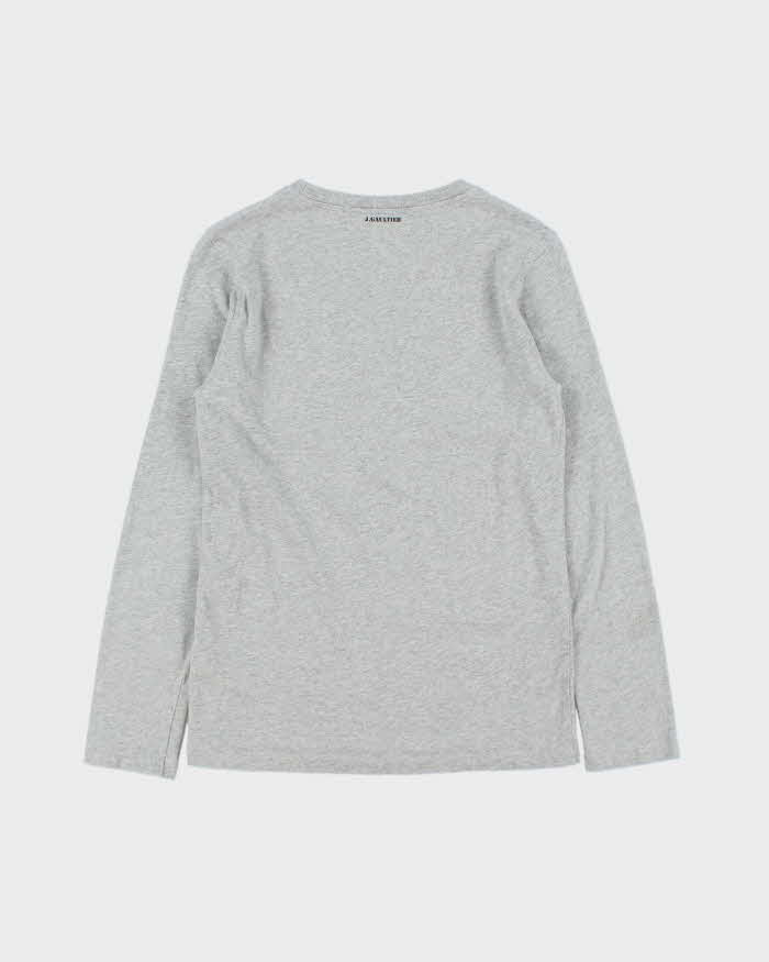 Vintage Y2K 00s John Paul Gaultier Marl Grey Long Sleeve Crewneck T-Shirt - Youth L