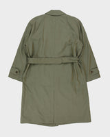Vintage 1990s Daks Khaki Shimmer Plaid Lined Canvas Belted Mac - M