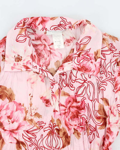 Vintage 90s Fairweather Studio Floral Mesh Crinkle Blouse - S