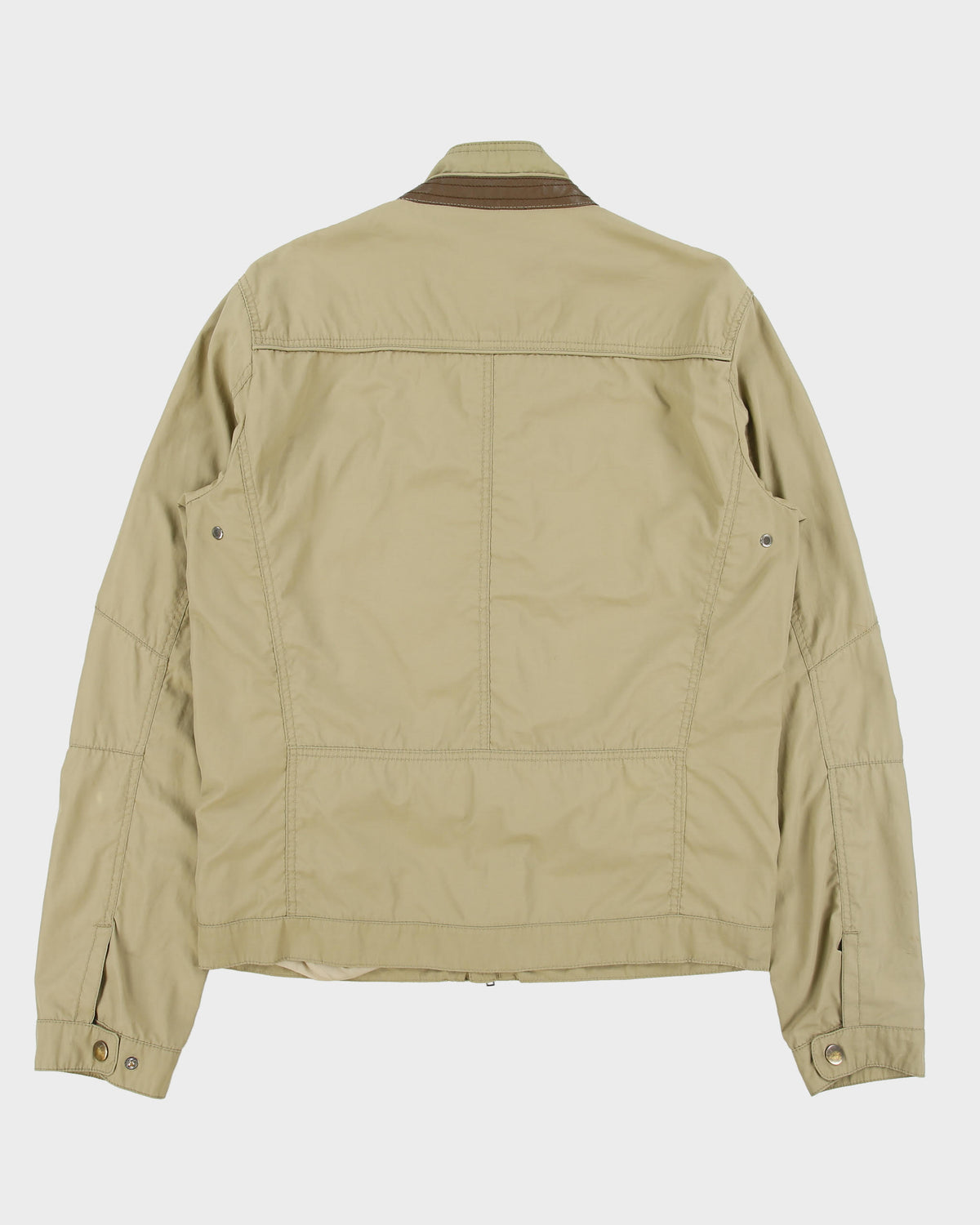 Vintage Y2K 00s Le Chateau Khaki Shell Cafe Racer Moto Jacket - S