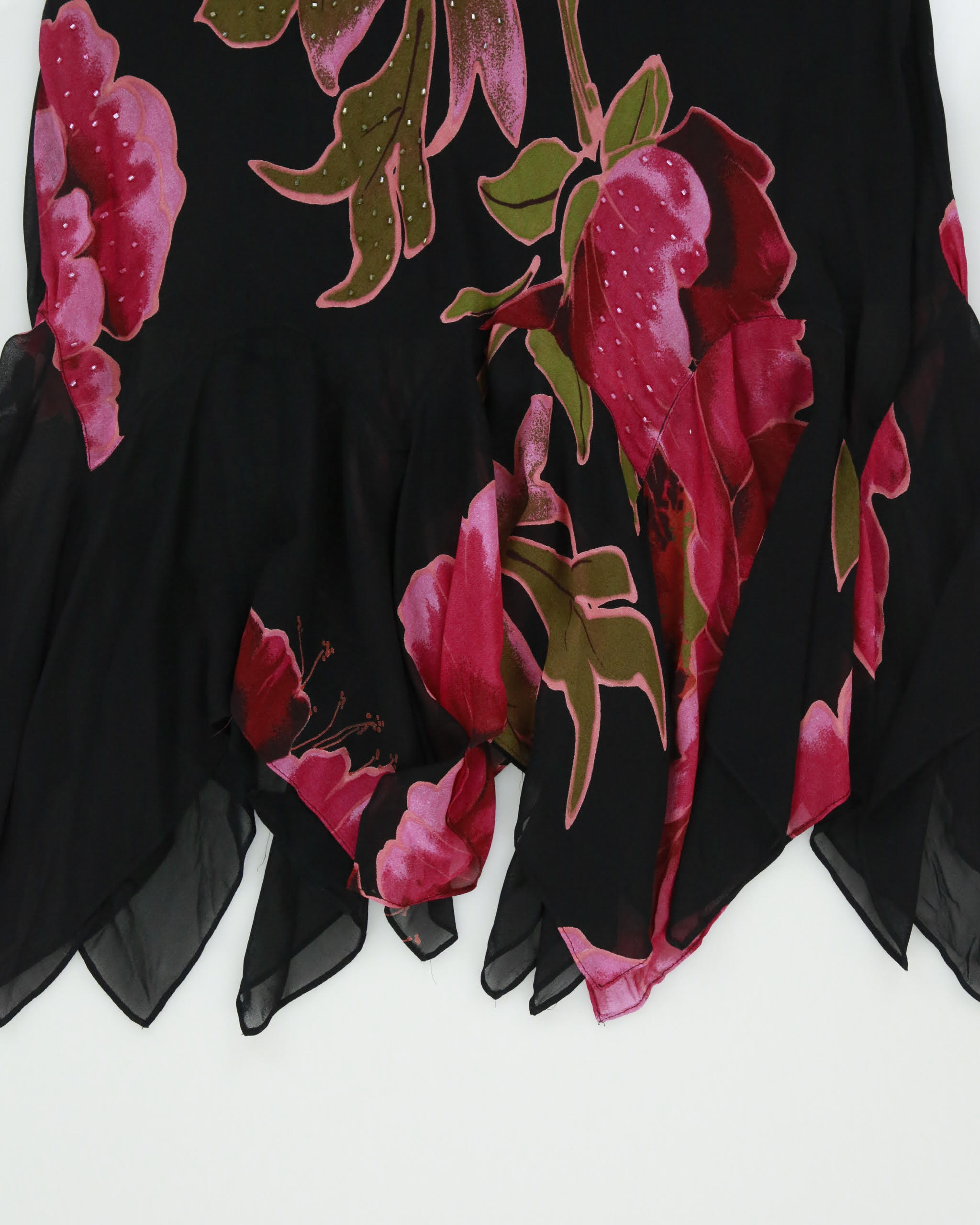 Vintage Y2K 2000s Bellessa Floral Beaded Fairy Hem Dress - M