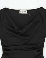 Vintage 1990s Galleria Cowl Neck Double Leg Split Dress - S