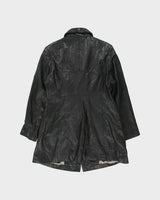 Vintage Y2K 00s Kenneth Cole NY Women's Leather Double Breasted Mid Length Trench Coat - L
