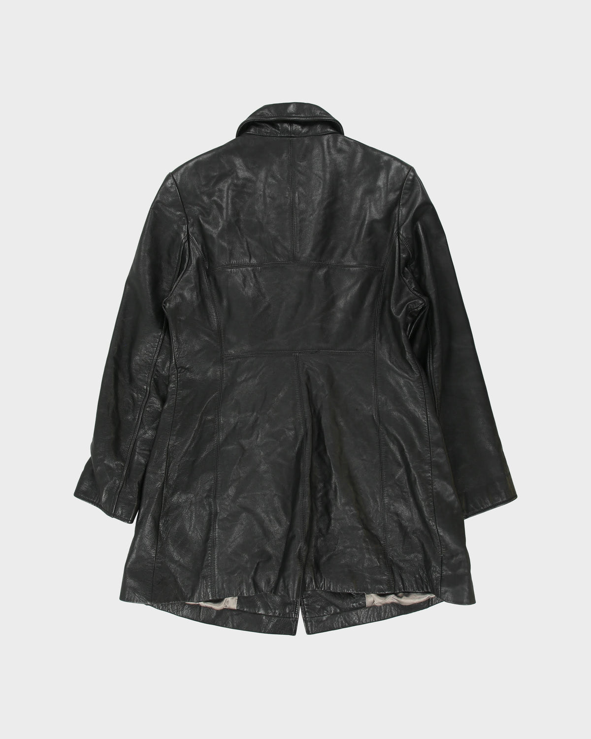 Vintage Y2K 00s Kenneth Cole NY Women's Leather Double Breasted Mid Length Trench Coat - L
