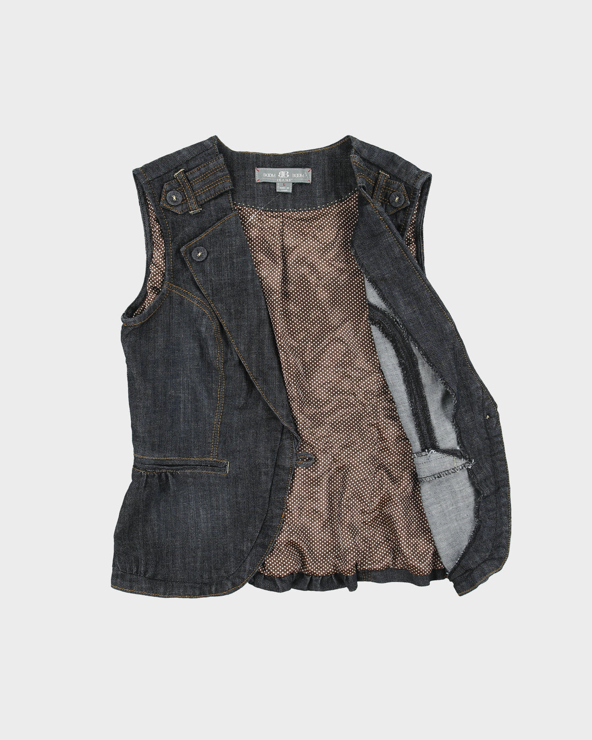 Vintage Y2K 00s Boom Boom Jeans Women's Raw Indigo Denim Waistcoat - L