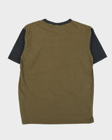 Vintage Y2K 00s Harley Davidson Khaki Made In America Heavyweight Embroidered Crewneck Henley T-Shirt - M