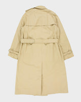 Vintage 1970s Aquascutum Women's Khaki Made In America Aqua 5 Waterproof Canvas Double Breasted Trench Coat - L
