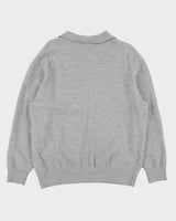 Vintage Y2K 00s Christian Lacroix Marl Grey Merino Wool Collared Knit Jumper - XXL