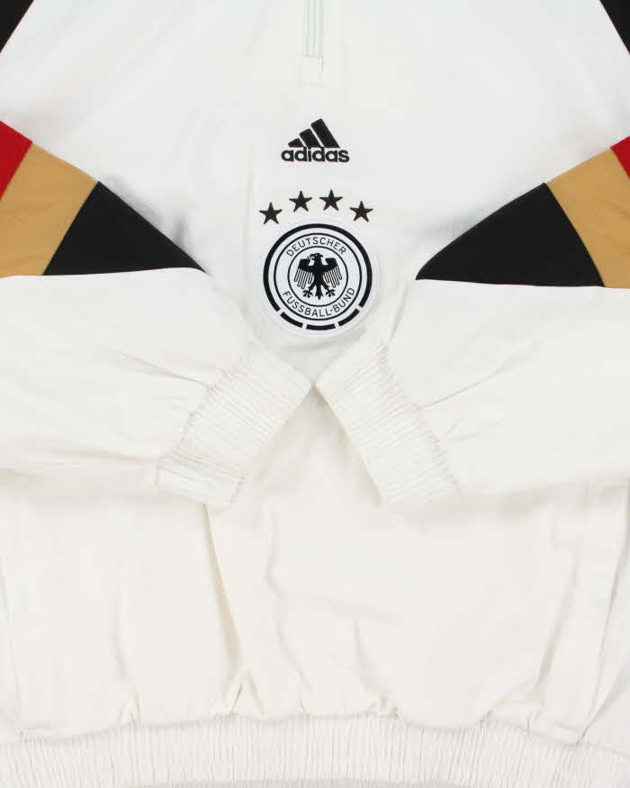 2022 Adidas Deutscher Fussball-Bund Embroidered Icon Canvas Quarter-Zip Pullover Jacket - S