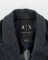 AW2015 Armani Exchange Women's Raw Indigo Denim Double Breasted Blazer Jacket - L