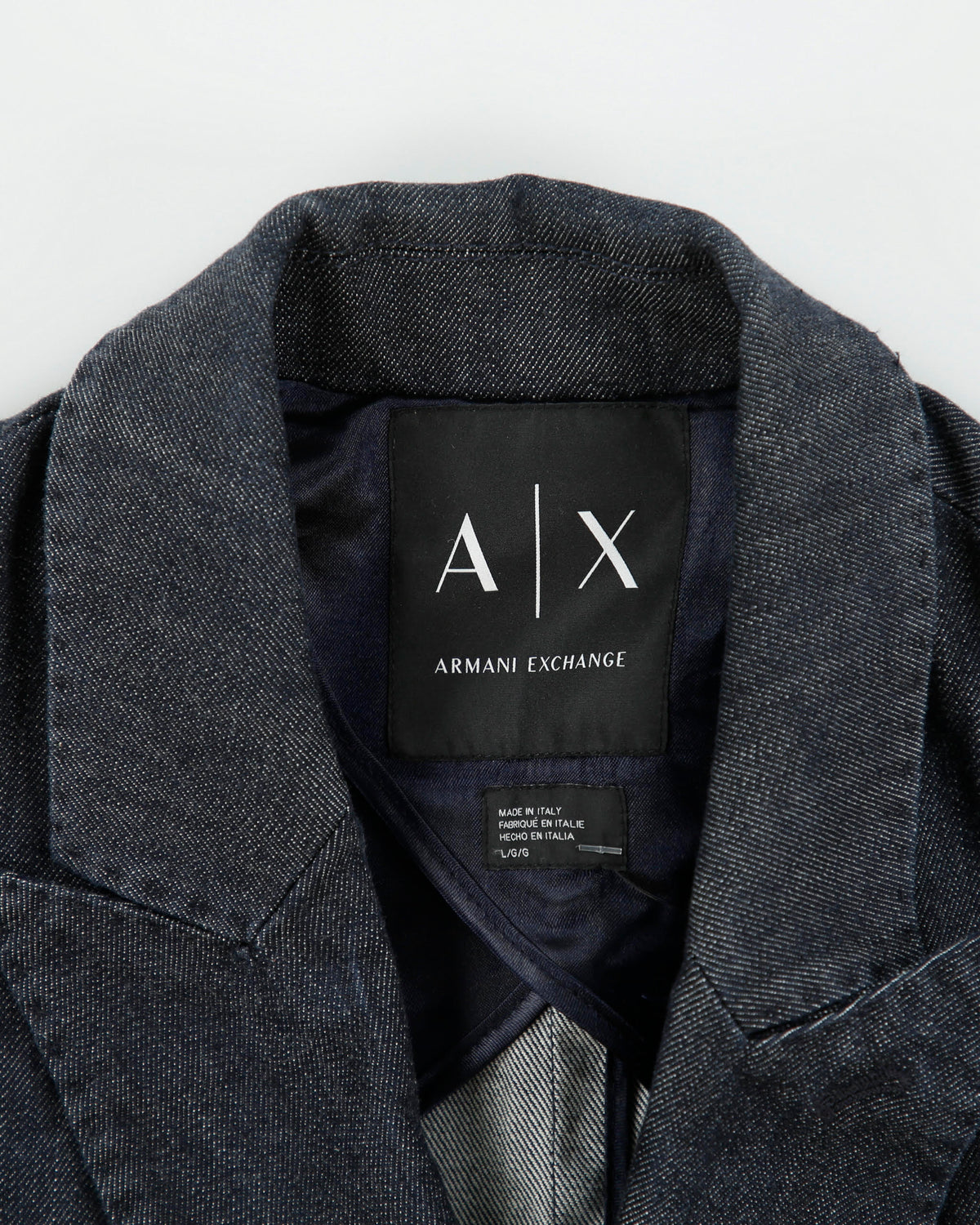AW2015 Armani Exchange Women's Raw Indigo Denim Double Breasted Blazer Jacket - L