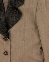 Vintage 1980s Christian Dior Fur Collared Wool Blazer - M