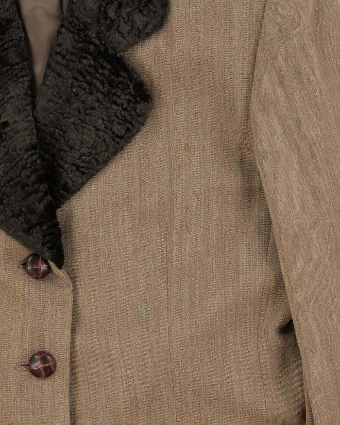 Vintage 1980s Christian Dior Fur Collared Wool Blazer - M