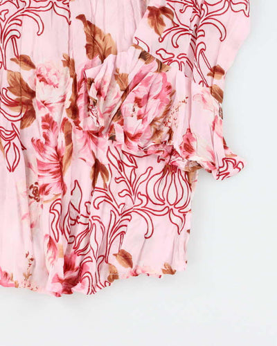 Vintage 90s Fairweather Studio Floral Mesh Crinkle Blouse - S