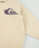 Vintage Y2K 00s Quiksilver Women's Cream Wool Chunky Logo Crewneck Jumper - M