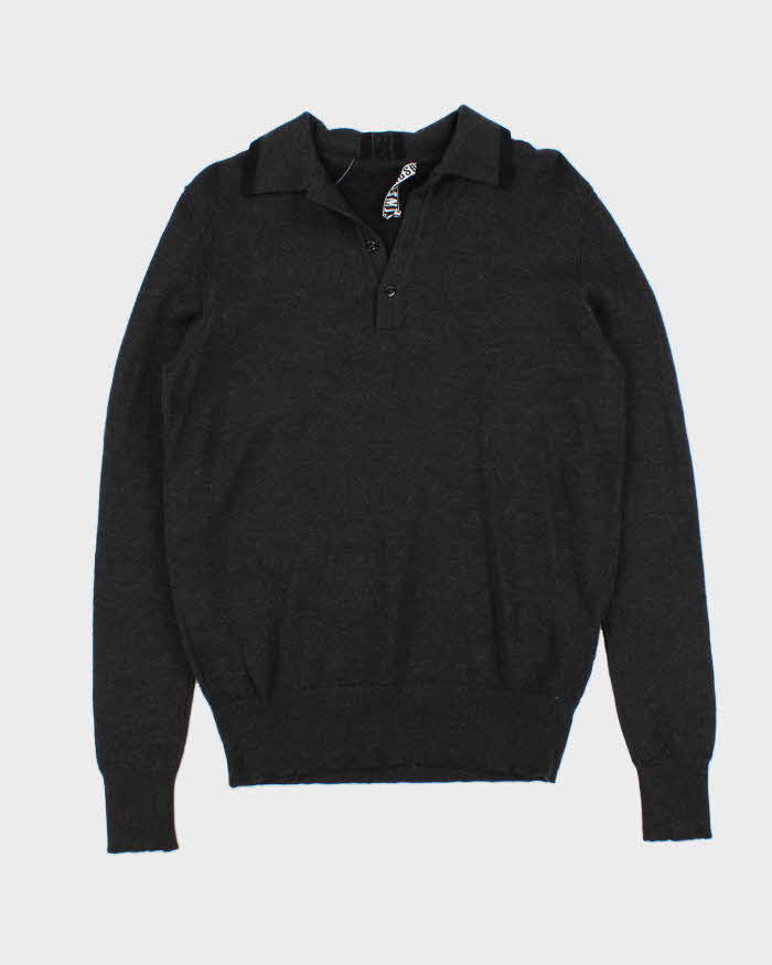 Vintage 00s Bikkembergs Wool Button Collared Knit Jumper - XL