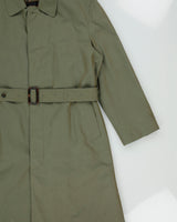 Vintage 1990s Daks Khaki Shimmer Plaid Lined Canvas Belted Mac - M