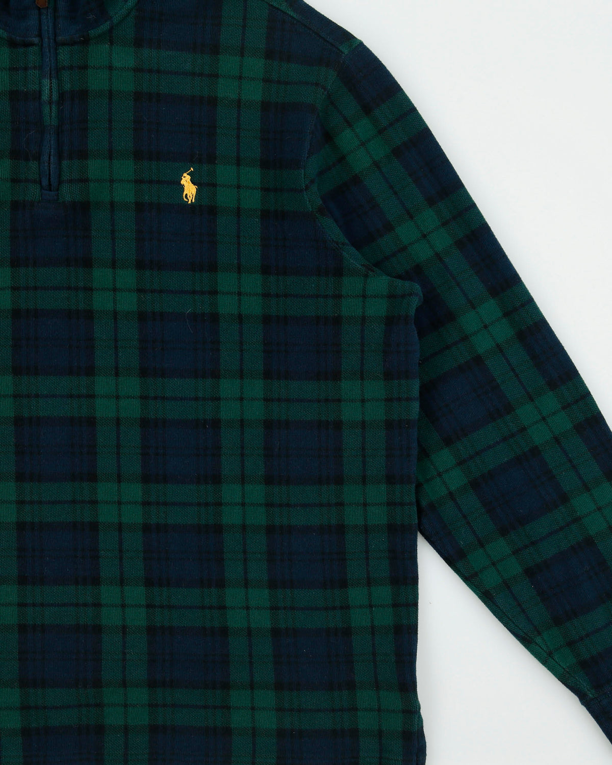 Vintage Polo Ralph Lauren Blackwatch Tartan Quarter-Zip Sweatshirt - L