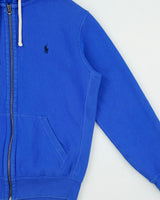 Polo Ralph Lauren Cobalt Heavyweight Fleece Lined Zip-Up Icon Hoodie - M