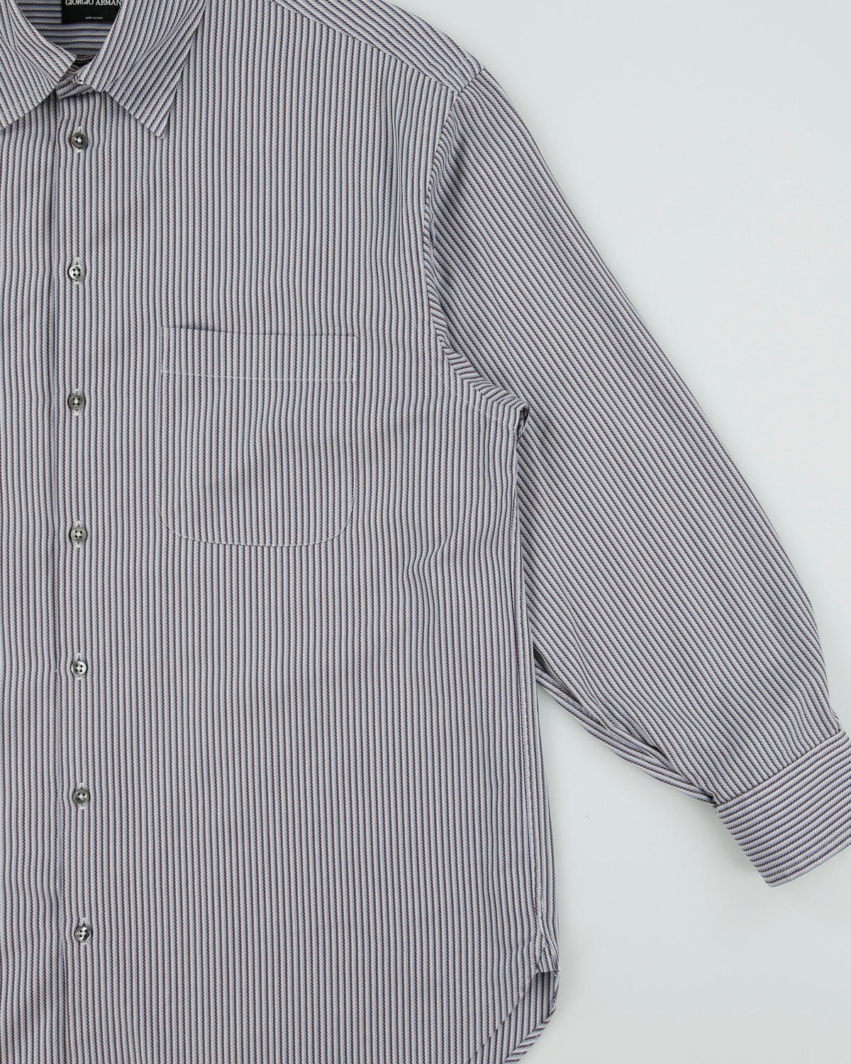 Vintage 1990s Giorgio Armani Striped Long Sleeve Shirt - XL