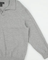 Vintage Y2K 00s Christian Lacroix Marl Grey Merino Wool Collared Knit Jumper - XXL