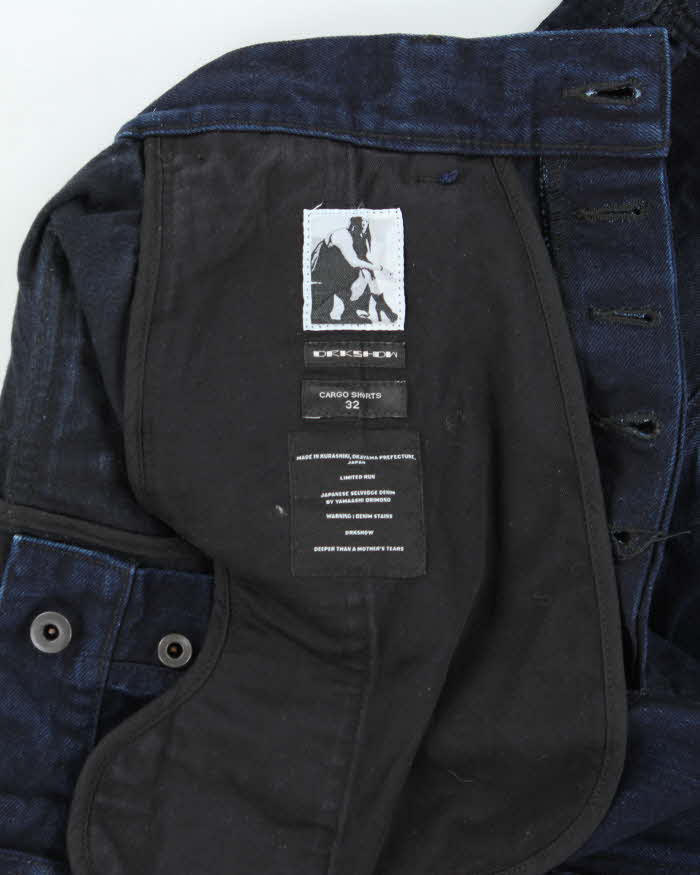 SS2017 Rick Owens DRKSHDW Japanese Selvedge Indigo Denim Cargo Shorts - W32