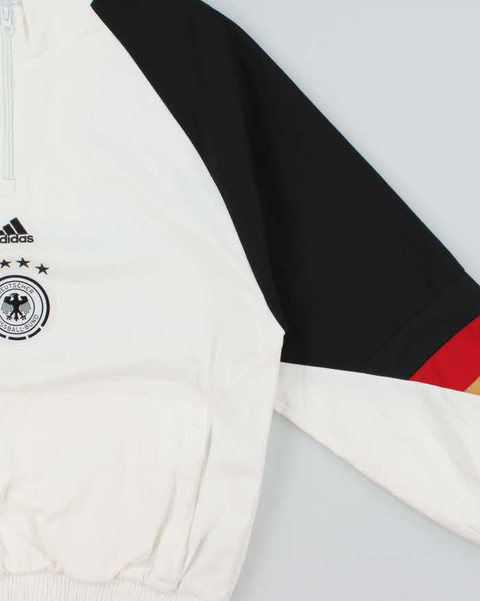 2022 Adidas Deutscher Fussball-Bund Embroidered Icon Canvas Quarter-Zip Pullover Jacket - S