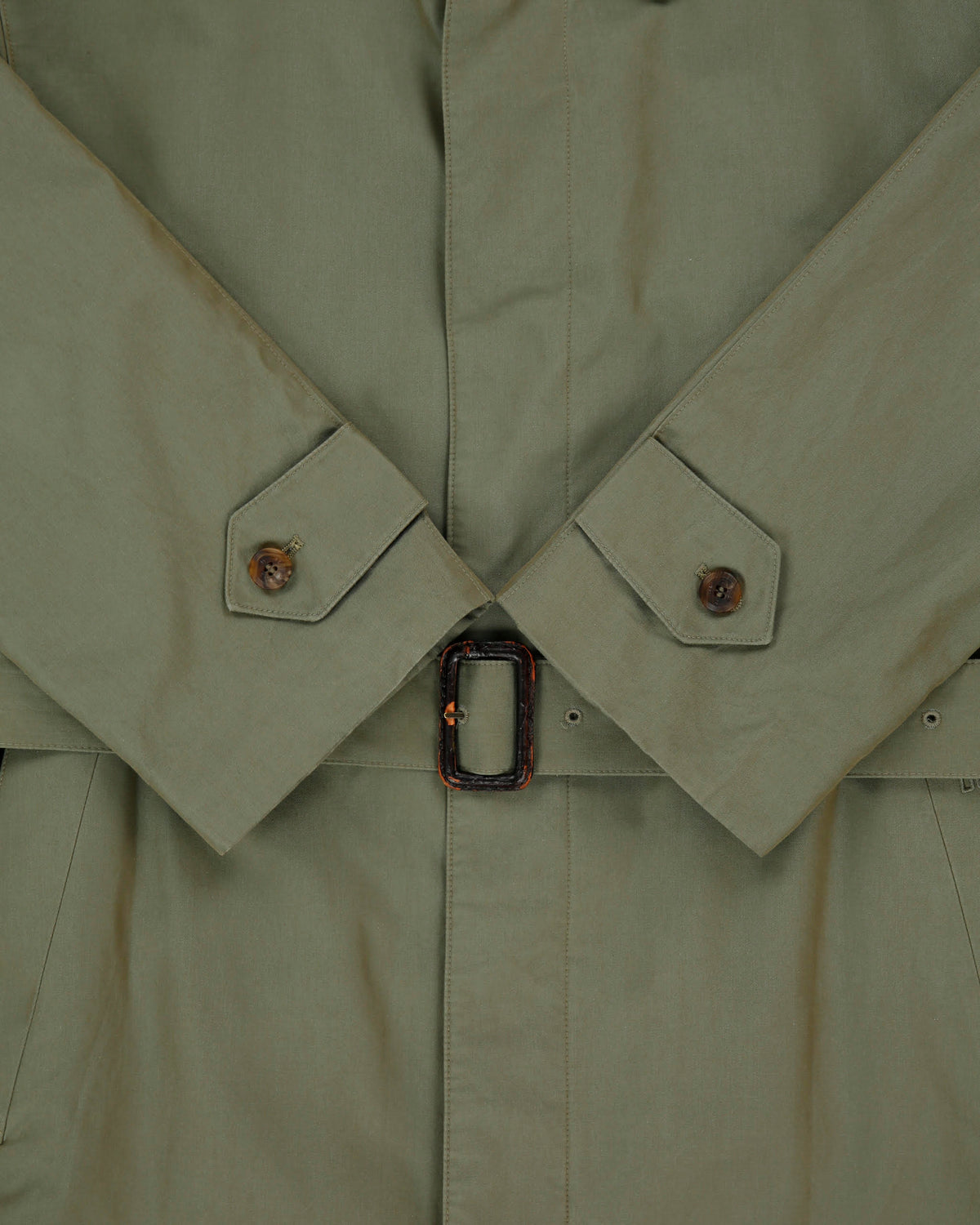 Vintage 1990s Daks Khaki Shimmer Plaid Lined Canvas Belted Mac - M