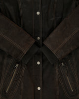 Vintage Y2K 00s Danier Women's Brown Suede Quilt Lined Contrast Stitch Funnel Neck Overcoat - M
