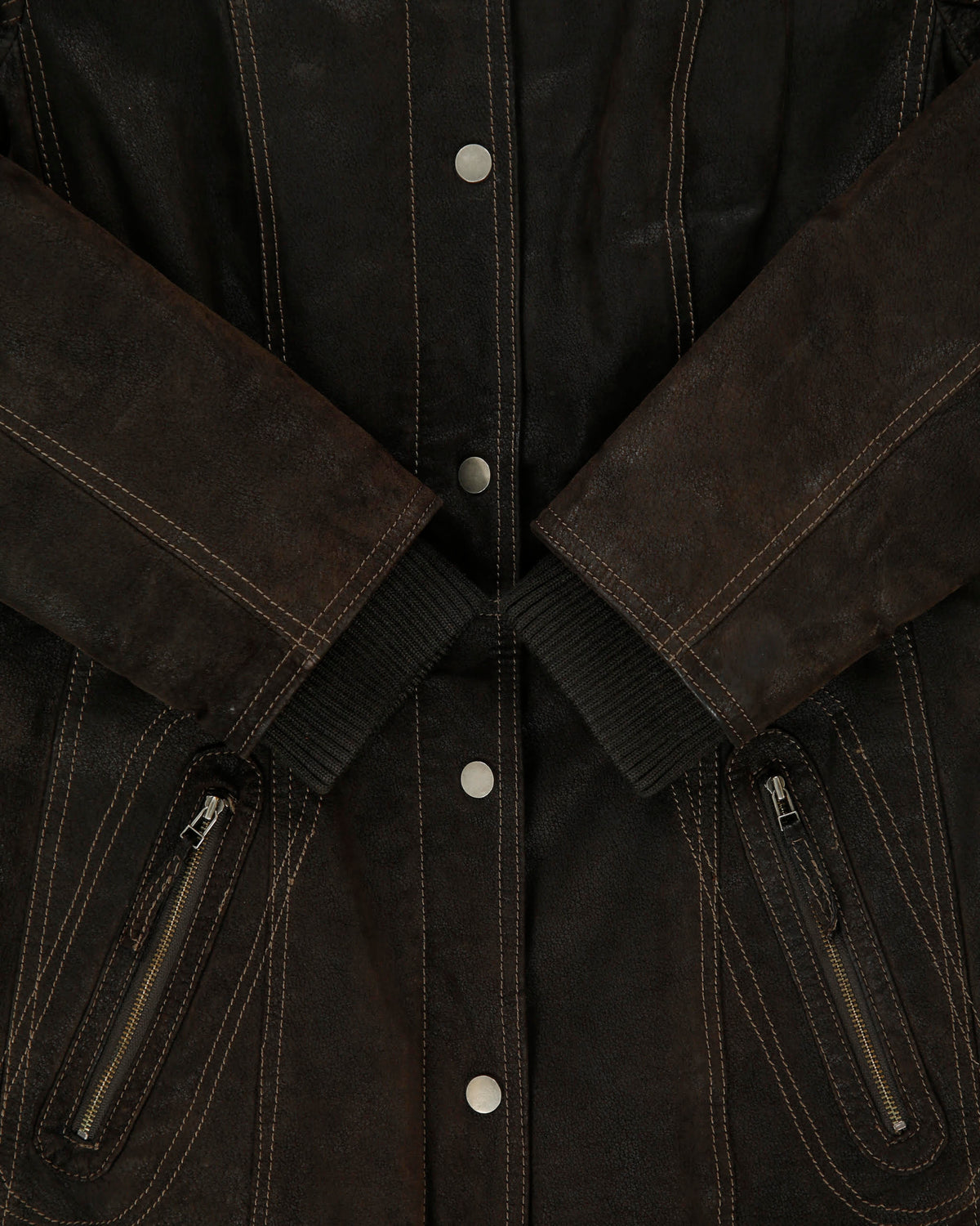 Vintage Y2K 00s Danier Women's Brown Suede Quilt Lined Contrast Stitch Funnel Neck Overcoat - M