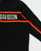 Vintage Harley Davidson Embroidered Spell Out Quarter-Zip Fleece - XXL