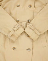 Vintage 1970s Aquascutum Women's Khaki Made In America Aqua 5 Waterproof Canvas Double Breasted Trench Coat - L