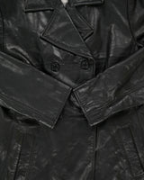 Vintage Y2K 00s Kenneth Cole NY Women's Leather Double Breasted Mid Length Trench Coat - L