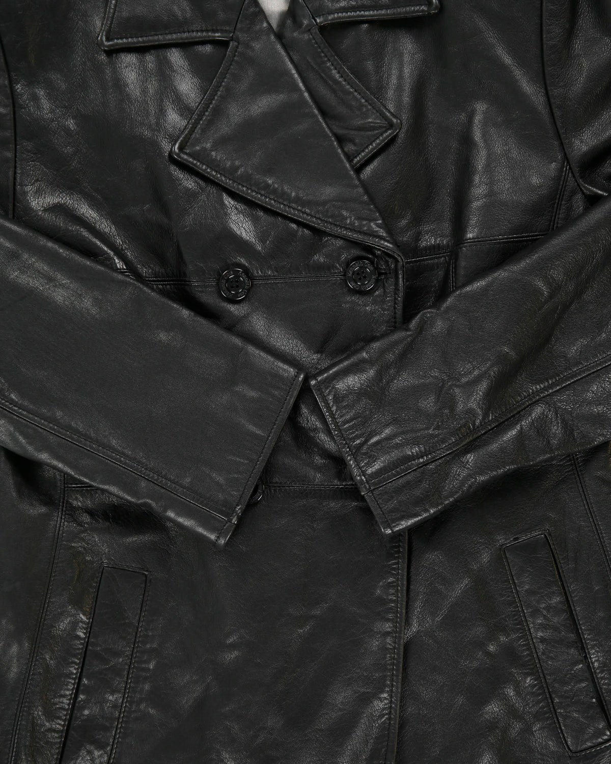 Vintage Y2K 00s Kenneth Cole NY Women's Leather Double Breasted Mid Length Trench Coat - L