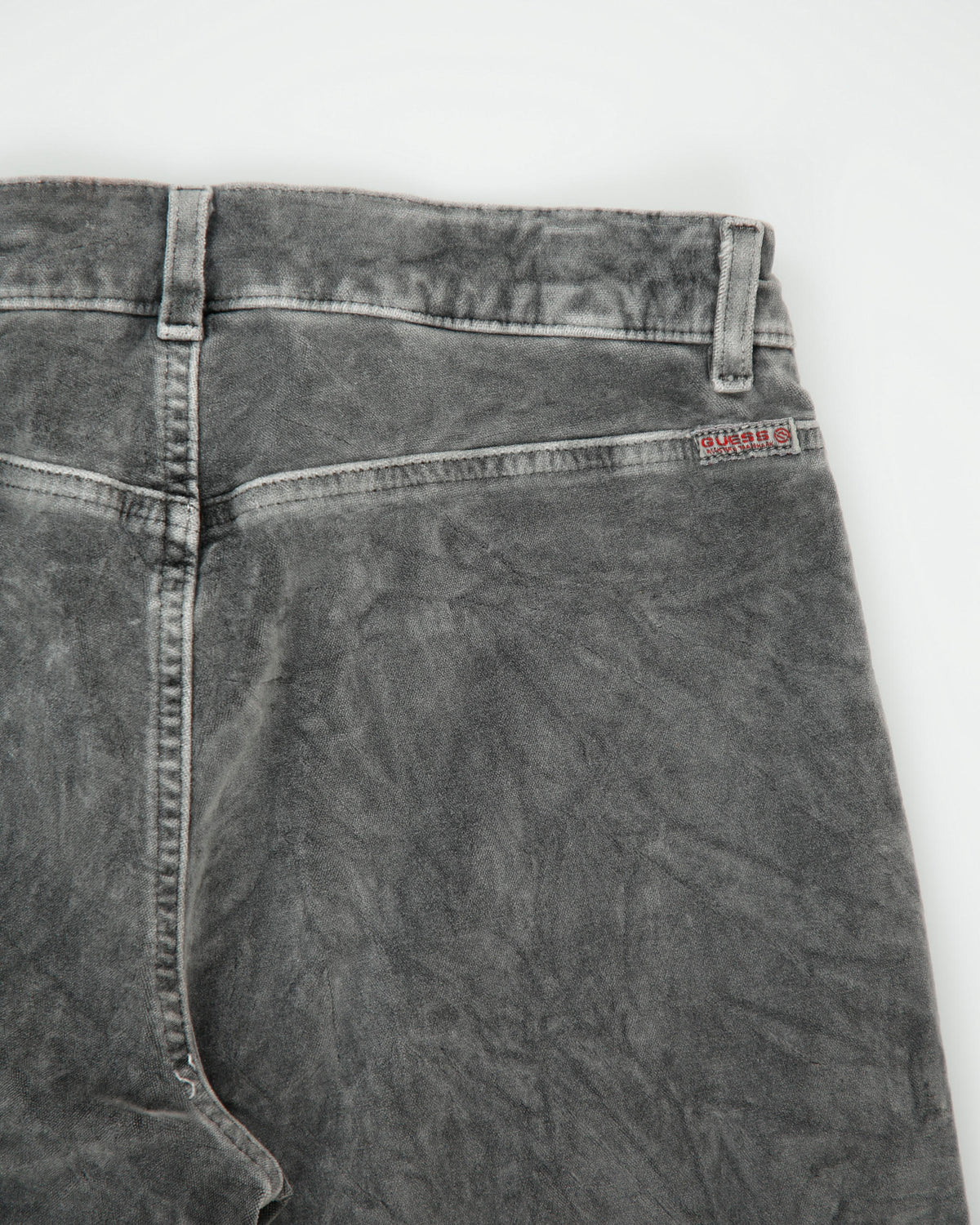 Vintage Y2K 00s Guess Jeans Women's Low Rise Velour Stretch Denim Made In USA Patch Pocket Bootcut Trousers - W27 L28