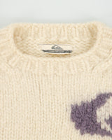 Vintage Y2K 00s Quiksilver Women's Cream Wool Chunky Logo Crewneck Jumper - M