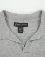 Vintage Y2K 00s Christian Lacroix Marl Grey Merino Wool Collared Knit Jumper - XXL