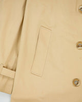 Vintage 1970s Aquascutum Women's Khaki Made In America Aqua 5 Waterproof Canvas Double Breasted Trench Coat - L