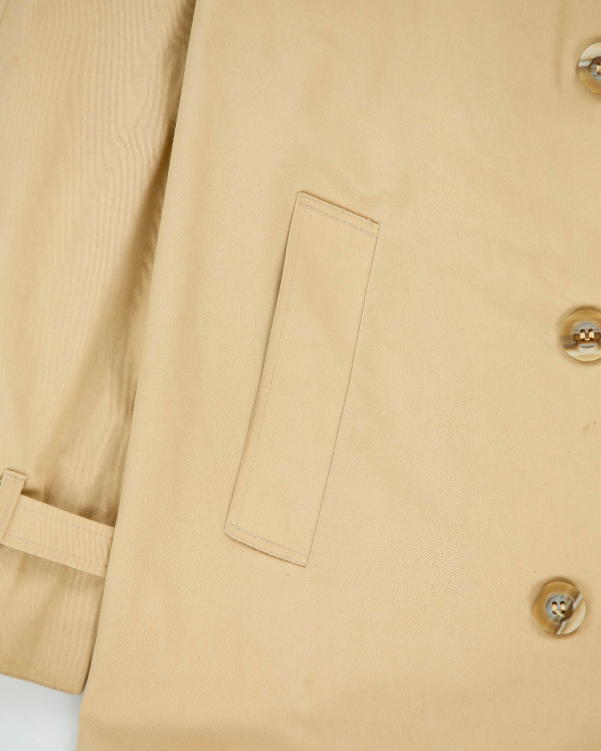 Vintage 1970s Aquascutum Women's Khaki Made In America Aqua 5 Waterproof Canvas Double Breasted Trench Coat - L