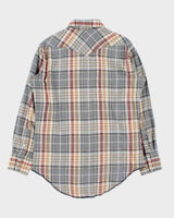 Vintage 1980s Wrangler Made In USA Plaid Long Sleeve Western Flannel Shirt - M
