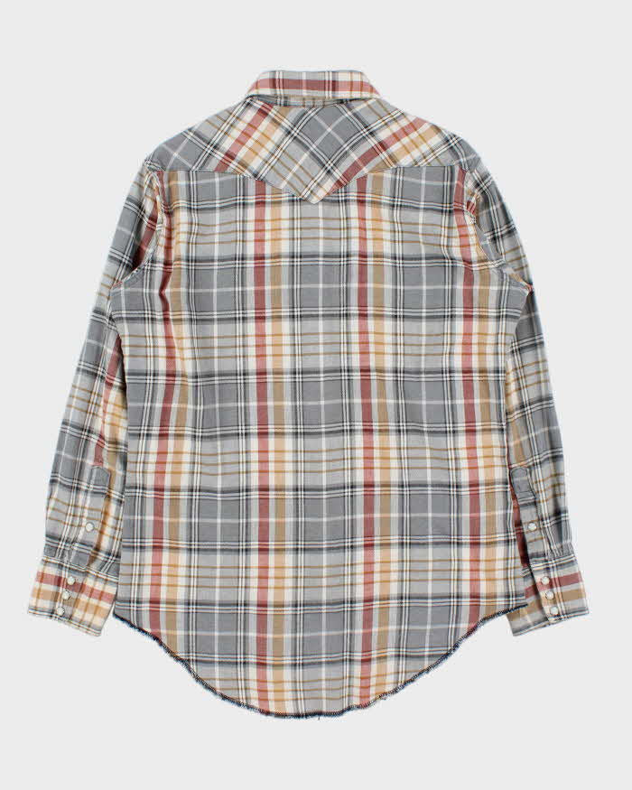 Vintage 1980s Wrangler Made In USA Plaid Long Sleeve Western Flannel Shirt - M