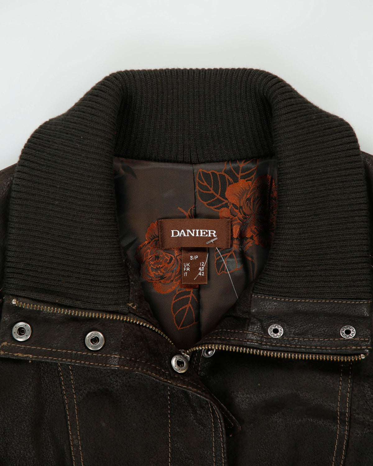 Vintage Y2K 00s Danier Women's Brown Suede Quilt Lined Contrast Stitch Funnel Neck Overcoat - M