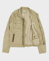 Vintage Y2K 00s Le Chateau Khaki Shell Cafe Racer Moto Jacket - S