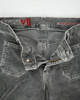 Vintage Y2K 00s Guess Jeans Women's Low Rise Velour Stretch Denim Made In USA Patch Pocket Bootcut Trousers - W27 L28