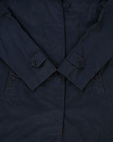 Vintage 1990s Burberry Women's Navy Made In England Nova Check Lined Long Canvas Mac - M