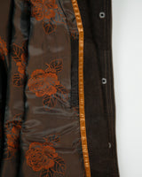 Vintage Y2K 00s Danier Women's Brown Suede Quilt Lined Contrast Stitch Funnel Neck Overcoat - M