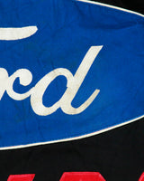 Vintage Y2K 00s Checkered Flag Ford Racing Embroidered Canvas Nascar Bomber Jacket - L