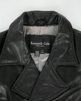 Vintage Y2K 00s Kenneth Cole NY Women's Leather Double Breasted Mid Length Trench Coat - L